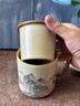 日本丨大師汝窯水墨山水茶杯茶水分離水杯帶蓋高檔送長(cháng)輩生日禮物 (鎏金山水）豆黃汝窯丨宮廷辦公杯【高檔禮盒】 330ml 曬單實(shí)拍圖