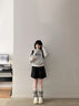 京多夢(mèng)長(cháng)袖T恤女 2025秋季新款寬松圓領(lǐng)套頭長(cháng)袖上衣學(xué)生休閑打底衫純棉 白灰色 L 【建議100-120斤】 曬單實(shí)拍圖