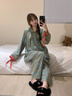 族瑪士2025新款淺春系睡衣女春秋季純棉高級感夏天大碼可外穿家居服套裝 S83572#迷霧森林綠 L 【建議158-170CM/120-140斤】 曬單實(shí)拍圖