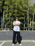 木林森（MULINSEN）休閑褲男直筒運動(dòng)舒適寬松純色百搭男士長(cháng)褲子 黑色 M 曬單實(shí)拍圖