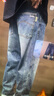 JEEP吉普加絨加厚高端男士牛仔褲男2025秋冬新款寬松闊腿褲休閑褲子男 曬單實(shí)拍圖