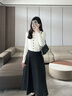 尚靜綿羊毛雙面呢高腰顯瘦半身裙女2025年冬季新款大散擺A字裙百褶裙 氣質(zhì)灰 M 曬單實(shí)拍圖