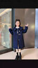 蕉京女童毛呢外套秋冬款2024新款兒童中長(cháng)款衣服女大童裝加厚呢子大衣 藏青色 170cm 曬單實(shí)拍圖