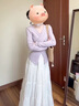 艾珠兒（Aizhuer）法式紫色長(cháng)袖連衣裙子女秋季2025新款小個(gè)子溫柔穿搭氣質(zhì)套裝長(cháng)裙 紫色上衣+白色半裙【套裝】 M 45/55kg 曬單實(shí)拍圖