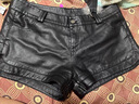 兔芊綿羊皮真皮短褲女秋冬季皮短褲女顯瘦黑色修身真皮褲靴褲打底外穿 黑色 S (1尺9)26碼 曬單實(shí)拍圖