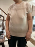 薩拉維夫冰絲針織衫中年媽媽夏裝短袖t恤女裝2025年新款高貴紫色鏤空上衣 米色 XL [118-128斤穿] 曬單實(shí)拍圖