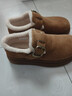 百麗（Belle）復古皮帶扣勃肯鞋女2025冬新厚底保暖休閑毛毛鞋B2922DM5預售 棕色 37 曬單實(shí)拍圖
