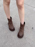 ZHR厚底短靴女復古顯瘦堆堆褲管靴女增高英倫風(fēng)馬丁靴女 KN191棕色37 曬單實(shí)拍圖