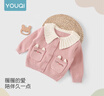 優(yōu)奇女童毛衣秋裝2025新款洋氣兒童針織開(kāi)衫外套寶寶上衣百搭春秋新款 粉色 80cm 曬單實(shí)拍圖