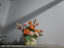 仿真花客廳裝飾擺件向日葵插花小盆栽假花塑料花束餐桌花藝裝飾品 香檳色繡球露蓮花束+Life瓶 曬單實(shí)拍圖