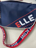 ELLE ACTIVE撞色時(shí)尚斜挎包女休閑運動(dòng)活力LOGO印花單肩包通勤百搭 藍白紅 曬單實(shí)拍圖