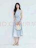 伊芙麗（eifini）蔣欣代言圓領(lǐng)解構(gòu)感腰節(jié)褶皺設(shè)計無袖長款背心連衣裙2025夏裝新款 冰川藍 M 曬單實拍圖