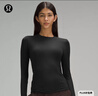 lululemon丨Nulu 女士圓領(lǐng)長(cháng)袖 T 恤 LW3HPRS 黑色 L 曬單實(shí)拍圖
