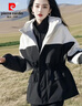 皮爾卡丹（pierre cardin）新款休閑夾克2025春秋黑白拼色韓版沖鋒衣收腰顯瘦時(shí)尚外套 黑色 有里布 2XL 130-145斤 曬單實(shí)拍圖