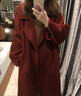 春乏2025年流行春秋季中長款過膝雙面絨毛呢外套女百搭小個子呢子大衣 紅色雙面尼版[卡碼拍小] S 建議105斤-115斤[卡碼拍小] 曬單實拍圖