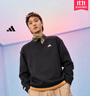 adidas情侶款寬松抓絨圓領(lǐng)長(cháng)袖衛衣套頭衫男女秋季阿迪達斯輕運動(dòng) 黑色/白   XL 曬單實(shí)拍圖
