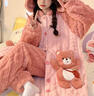 栢啟歆睡袍女秋冬新款小熊中長(cháng)款帶睡褲女加絨加厚浴袍家居服可外穿套裝 小熊【睡袍+睡褲】 均碼 80-150斤 曬單實(shí)拍圖