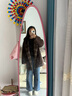 茵曼2025秋冬女裝新款 英倫學(xué)院風(fēng)格子連帽雙面呢大衣復古毛呢外套  咖啡色 S 曬單實(shí)拍圖