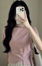歌依妮2025夏季新款女甜美粉色大圓領(lǐng)短款氣質(zhì)小個(gè)子打底衫短袖T恤上衣 粉色 S 曬單實(shí)拍圖