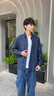 Lee Cooper純棉休閑襯衫男潮牌百搭帥氣簡(jiǎn)約外穿衣服口袋翻領(lǐng)襯衣男士外套 藍色 XL 曬單實(shí)拍圖