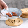 中式實(shí)木隔熱墊家用碗墊餐廳創(chuàng  )意餐墊砂鍋防燙墊子圓形套裝好物 套裝（小號架子+4片魚(yú)餐墊）/ 餐墊尺寸 曬單實(shí)拍圖