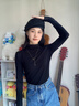 Jay山茶花毛衣鏈女掛件衣服配飾長(cháng)款項鏈吊墜掛繩掛飾送女友生日禮物 【品牌禮盒】黑色 曬單實(shí)拍圖