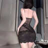 潔絲戀情趣內衣用品純欲性感睡衣吊帶后媽裙丁字褲sm羞恥黑絲戰袍黑刺激 帶蕾絲裙+黑絲開(kāi)檔絲襪 130斤可穿 曬單實(shí)拍圖