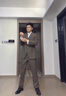 callisto【全羊毛 美拉德系列】春秋男商務(wù)休閑西服西褲套裝氣質(zhì)宴會(huì )禮服 咖啡色 50 B【西服上衣】 曬單實(shí)拍圖