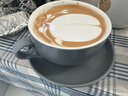 SIMELO施美樂(lè ) 咖啡杯套裝陶瓷拉花杯杯拿鐵杯大口徑杯碟 曼特寧黑 曬單實(shí)拍圖