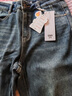 森馬（Semir）牛仔褲女冬加絨做舊長(cháng)褲女生保暖顯腿長(cháng)ins潮直筒褲103724124011 曬單實(shí)拍圖