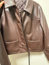 優(yōu)衣庫女裝仿皮短茄克/外套休閑時(shí)尚翻領(lǐng)夾克480060 38 深褐色 L /160/88A 曬單實(shí)拍圖