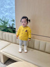 Teenie Weenie小熊童裝25新款秋冬男女寶寶刺繡圓領(lǐng)開(kāi)衫毛衣 黃色 120cm 曬單實(shí)拍圖