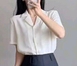 京多夢(mèng)白色短袖襯衫女夏季v領(lǐng)職業(yè)正裝面試衫衣通勤百搭西裝領(lǐng)上衣女裝 白色 M （90-100斤） 曬單實(shí)拍圖
