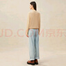 哥弟真的好（GIRDEAR）女裝馬鞍肩高領(lǐng)拼色提花純羊毛針織衫女A301097 燕麥 L (4碼) 曬單實(shí)拍圖