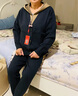 皮爾卡丹（pierre cardin）減齡衛衣運動(dòng)套裝女士運動(dòng)服時(shí)尚毛衣兩件套休閑春秋寬松顯瘦開(kāi)衫 灰藍色 XL【建議115-125斤】 曬單實(shí)拍圖