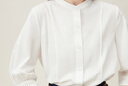 范思藍恩清氧薄荷設計感小眾襯衫女夏立領(lǐng)正式場(chǎng)合襯衣24FS12100 白色 M 曬單實(shí)拍圖