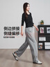 逸陽(yáng)灰色運動(dòng)褲女秋季款高腰闊腿褲子窄版直筒香蕉休閑衛褲 花灰色 常規 27 曬單實(shí)拍圖