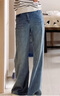 UR2025春季新款女裝復古水洗破洞闊腿牛仔長(cháng)褲UYY850061 淺藍 30 曬單實(shí)拍圖
