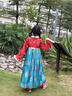 貝優(yōu)可古月家.花想容 漢服女童冬款兒童高端仙氣古風(fēng)加絨連衣裙表演襦裙 紅色 90 曬單實(shí)拍圖