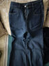 唐獅（TonLion）2024女牛仔褲深色牛仔加絨直筒褲 深牛仔藍 28  曬單實(shí)拍圖