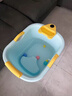 奔麥嬰兒洗澡盆兒童洗澡桶圓形寶寶泡澡桶浴桶可坐加厚塑料沐浴盆家用 加大號(0-6歲適用)【感溫款】藍 曬單實(shí)拍圖
