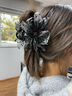 Royal sasa皇家莎莎波點(diǎn)蝴蝶結發(fā)抓子絹紗花朵抓夾后腦勺盤(pán)發(fā)馬尾半扎發(fā)頭飾 曬單實(shí)拍圖