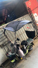電動車雨棚蓬遮陽傘摩托車電瓶車雨傘防曬罩黑膠加厚擋風擋雨新款 黑膠底加厚款【灰色小貓】 車有倒車鏡款 曬單實拍圖