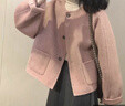 恒源祥短款粉色毛呢外套女初秋2024新款早秋小香風(fēng)感小個(gè)子呢子大衣 粉色外套 M 45/55kg 曬單實(shí)拍圖
