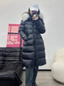 顧冰黑金羽絨服女中長(cháng)款冬季新款韓版修身顯瘦加厚連帽白鴨絨外套 黑色 S 曬單實(shí)拍圖