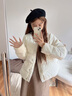 森馬（Semir）羽絨服女冬季輕薄90絨子花苞假兩件2025新款疊穿寬松撞色上衣 白色調（白鴨絨）00311 S 曬單實(shí)拍圖