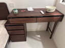 源氏木語(yǔ)實(shí)木梳妝臺斗柜一體黑胡桃木伸縮化妝桌北歐儲物柜化妝臺 (黑胡桃木40深)1米單腿桌+0.36米斗柜 曬單實(shí)拍圖
