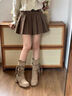 百麗踏不過(guò)膝長(cháng)流蘇長(cháng)靴女2025秋季新款騎士靴復古美拉德粗跟堆堆高筒靴 棕色 37 曬單實(shí)拍圖