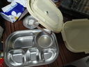 不銹鋼飯盒高中初中學(xué)生上學(xué)上班族專(zhuān)用大容量餐具餐盒分格 五格+餐具+碗+保溫袋【米色】 曬單實(shí)拍圖