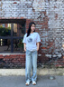 美麗衣櫥（BEAUTIFUL WARDROBE）復古做舊牛仔褲女秋季高腰顯瘦彎刀闊腿褲女寬松垂感鐮刀褲子女士 曬單實(shí)拍圖